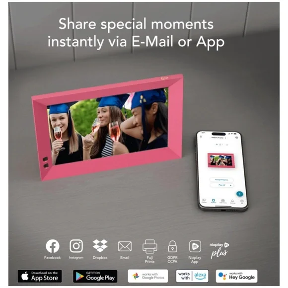 Nixplay 8” Lola HD Smart Wi-Fi Digital Frame Pink - Picture 2 of 6